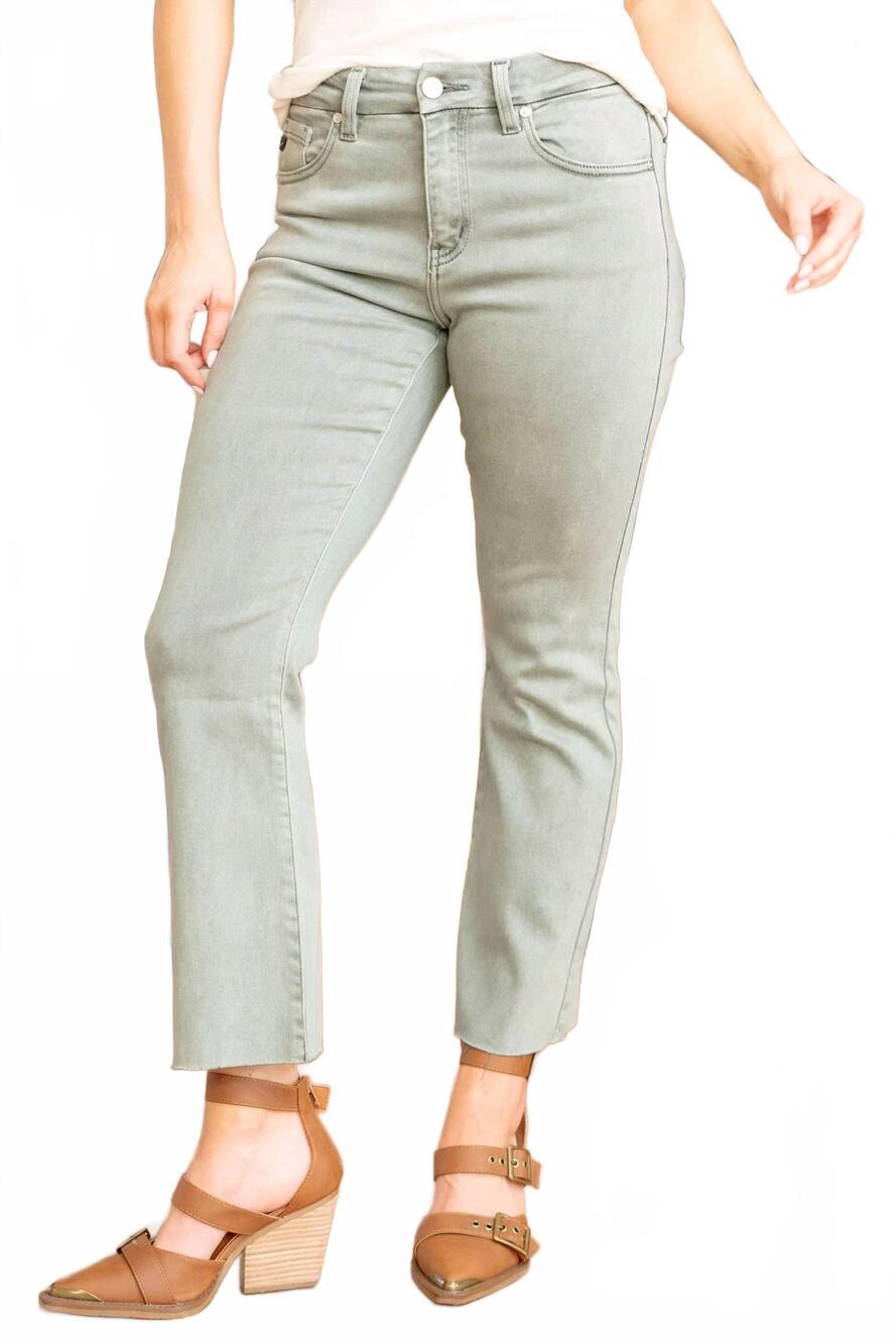 NEW KANCAN amayah high-rise cropped bootcut jeans in olive
